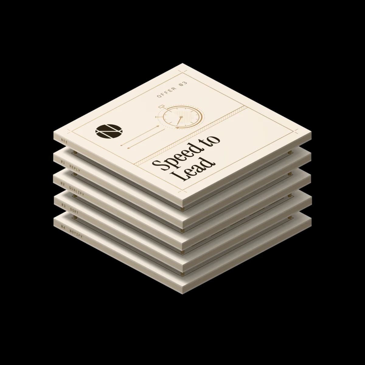 Paper model of stacked plates labelled Speed to Lead: reply, qualify, sort, notify.